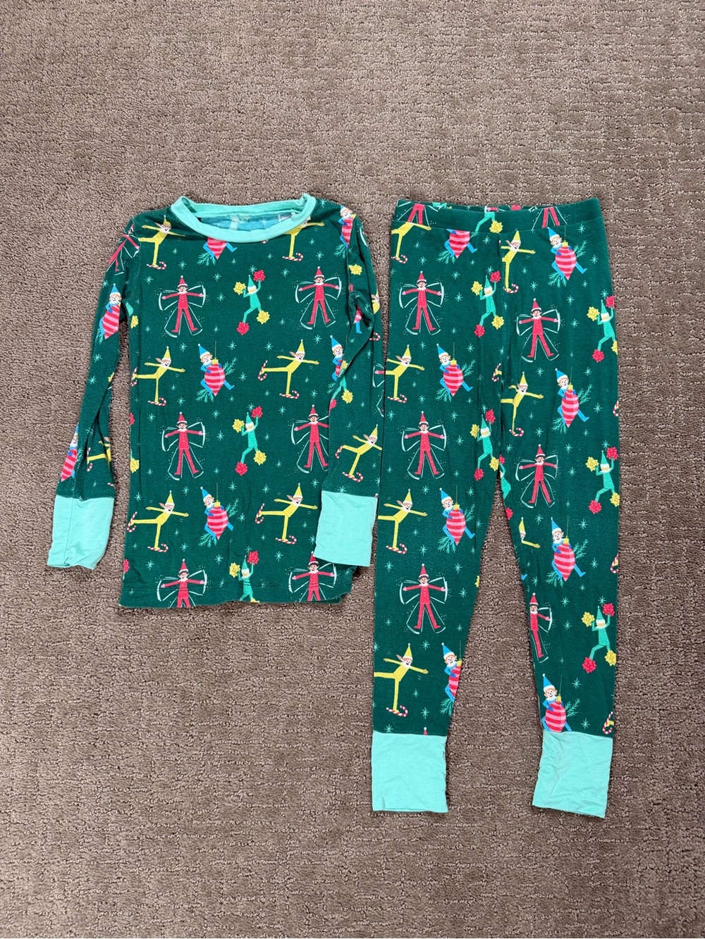 Kiki & Lulu Bamboo Elf Print Christmas Pajamas Unisex Size 3T